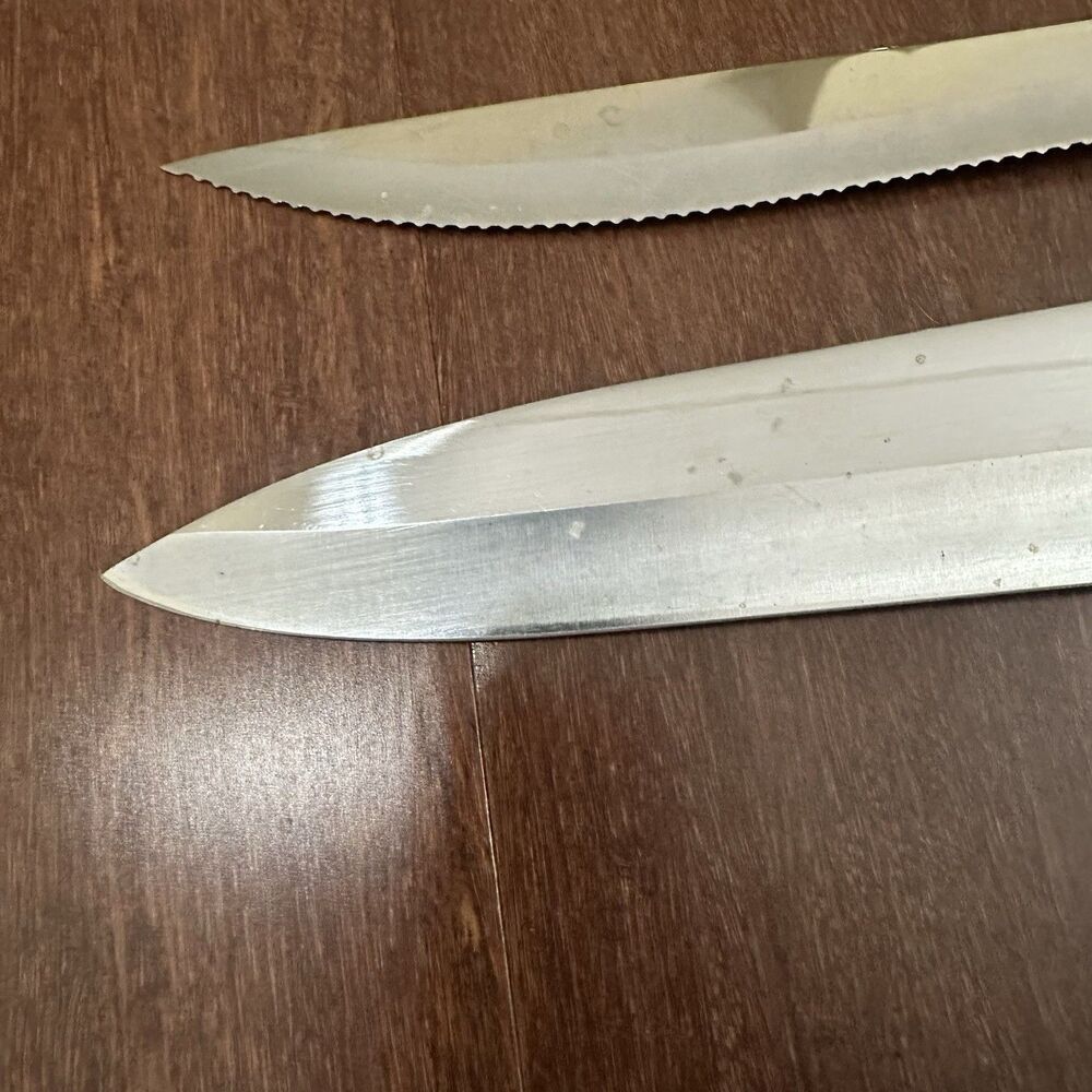 CUTCO 1725 French Chefs Knife 1723 Serrated Carving Knife 9” Brown Handle USA - Picture 7 of 16